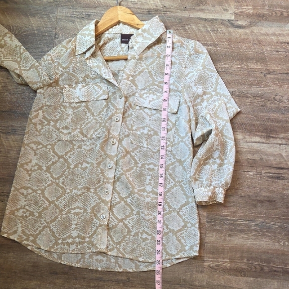 Dana Buchman Tan and Cream With Gold Thread Sheer Snake Skin Print Size XS - Picture 9 of 9